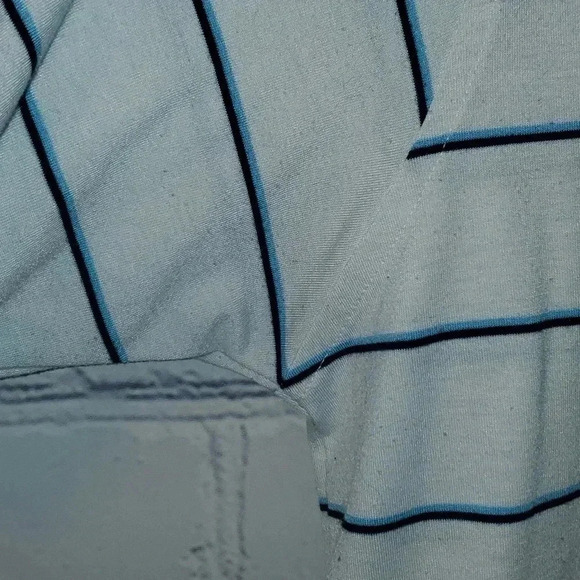 FootJoy FJ Golf Blue Striped Short Sleeve Polo Shirt Men's sz Large with Logo. - Picture 4 of 15